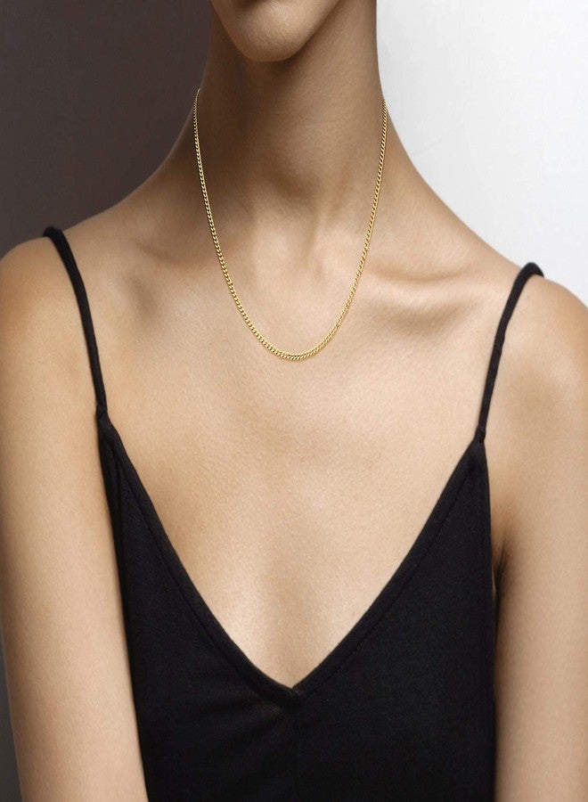 Miabella Italian 925 Sterling Silver, 18K Gold Plated 925 Sterling Silver 2.3mm Curb Cuban Link Chain Necklace Made in Italy (yellow-gold-plated-silver, Length 18 Inches) - Image 3